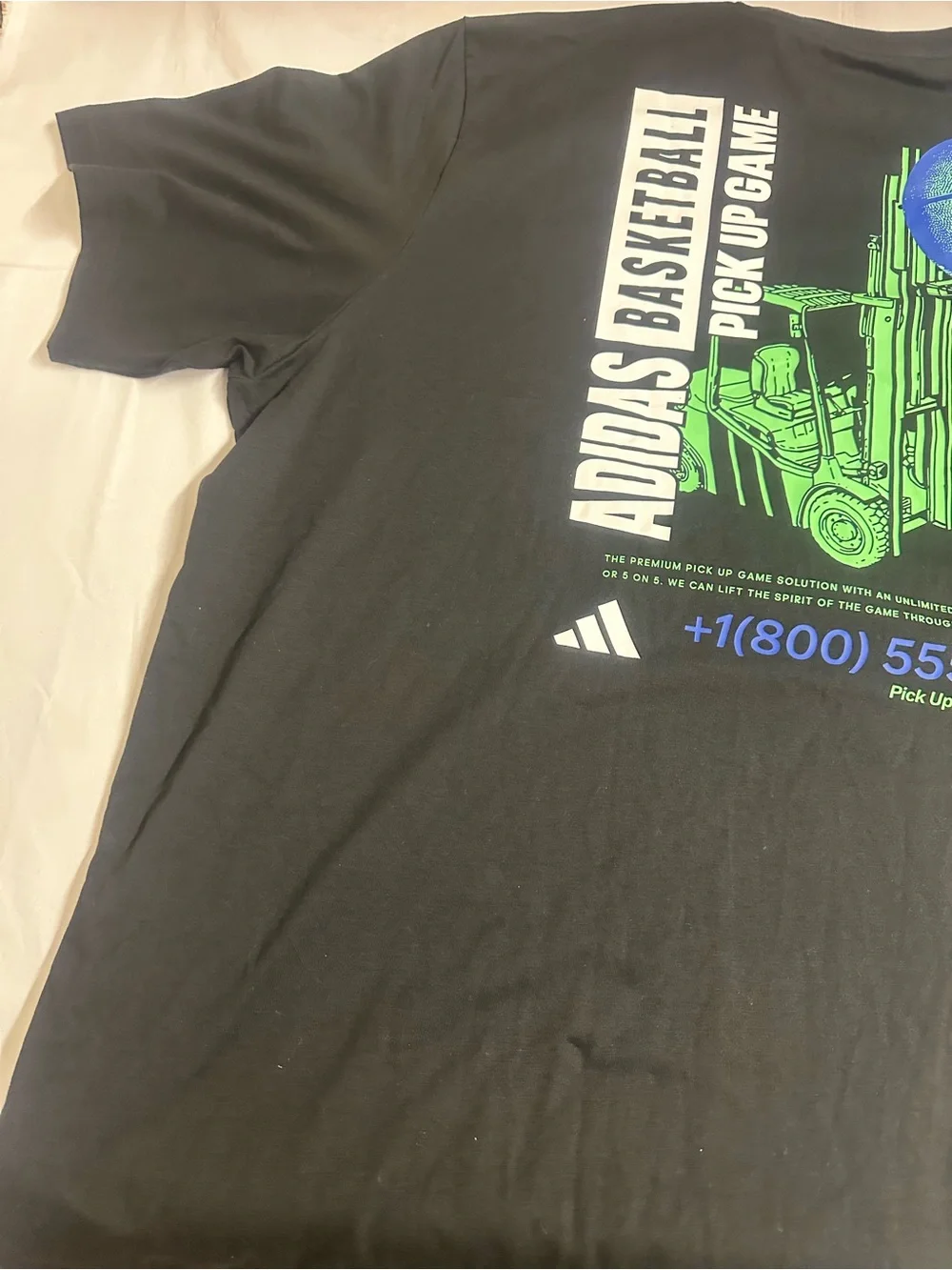 adidas Black Short Sleeve Graphic Crew Tee with Small Chest Logo